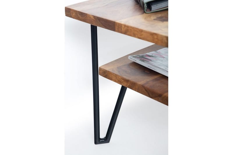 Soffbord Wohnling Massivt trä rektangulär med bricka lantligt metallben - Möbler - Bord & matgrupp - Soffbord