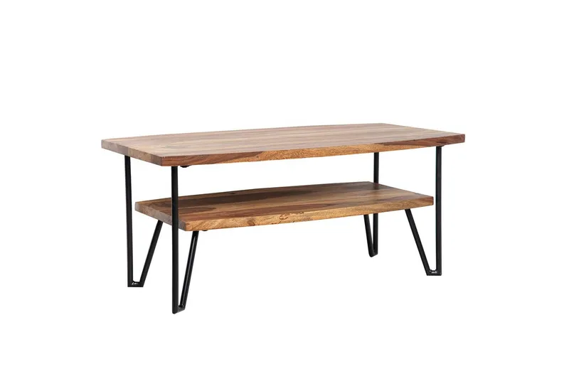 Soffbord Wohnling Massivt trä rektangulär med bricka lantligt metallben