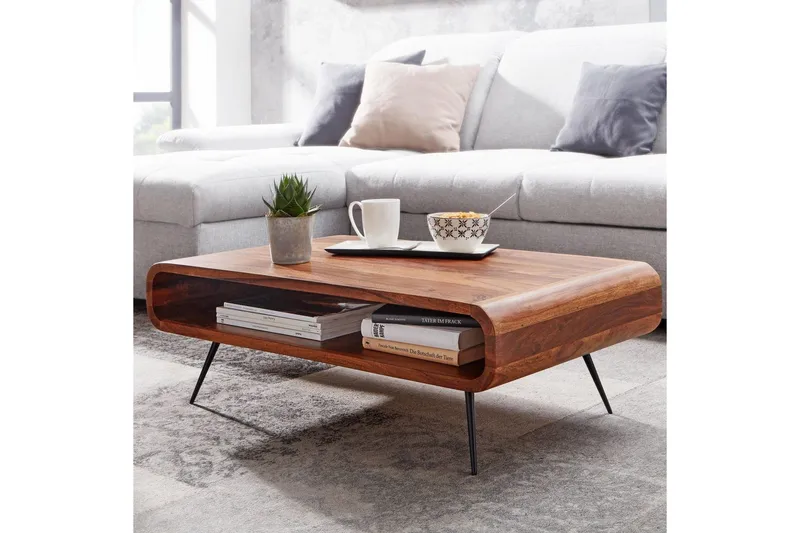 Soffbord Wohnling Massivt trä rektangulär rundade hörn lantligt - Möbler - Bord & matgrupp - Soffbord