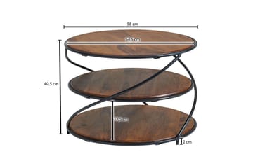 Soffbord Wohnling Massivt trä rund 58 cm med 2 brickor cirkel metallram - Möbler - Bord & matgrupp - Soffbord