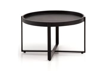 Soffbord Wohnling Massivt trä rund 60 cm med klassiskt utseende metallram modern - Möbler - Bord & matgrupp - Soffbord