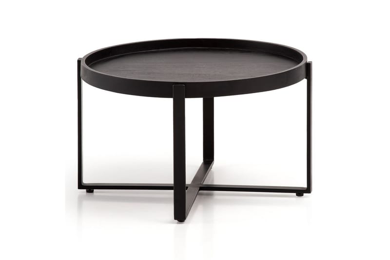 Soffbord Wohnling Massivt trä rund 60 cm med klassiskt utseende metallram modern - Möbler - Bord & matgrupp - Soffbord