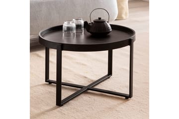 Soffbord Wohnling Massivt trä rund 60 cm med klassiskt utseende metallram modern - Möbler - Bord & matgrupp - Soffbord