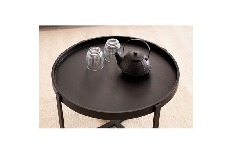 Soffbord Wohnling Massivt trä rund 60 cm med klassiskt utseende metallram modern - Möbler - Bord & matgrupp - Soffbord