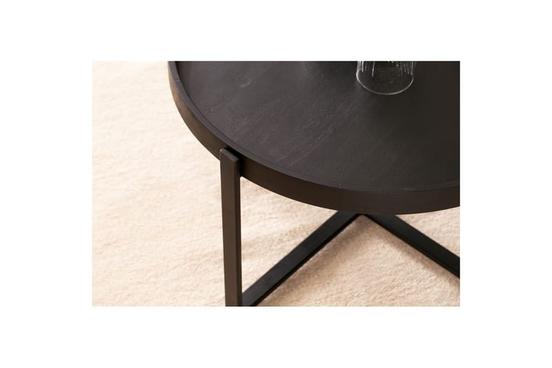 Soffbord Wohnling Massivt trä rund 60 cm med klassiskt utseende metallram modern - Möbler - Bord & matgrupp - Soffbord