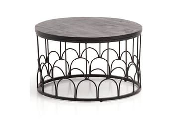 Soffbord Wohnling Massivt trä rund 60 cm med modern metallram modern - Möbler - Bord & matgrupp - Soffbord