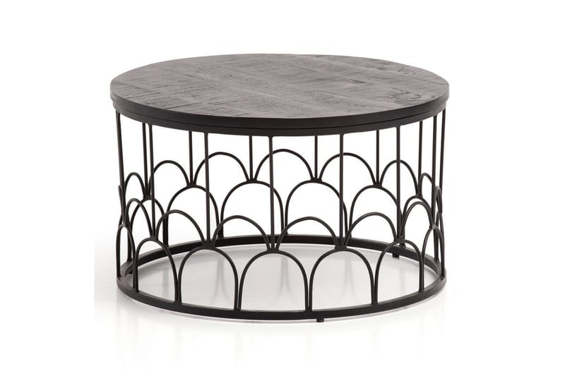 Soffbord Wohnling Massivt trä rund 60 cm med modern metallram modern