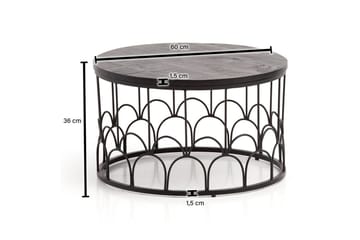 Soffbord Wohnling Massivt trä rund 60 cm med modern metallram modern - Möbler - Bord & matgrupp - Soffbord