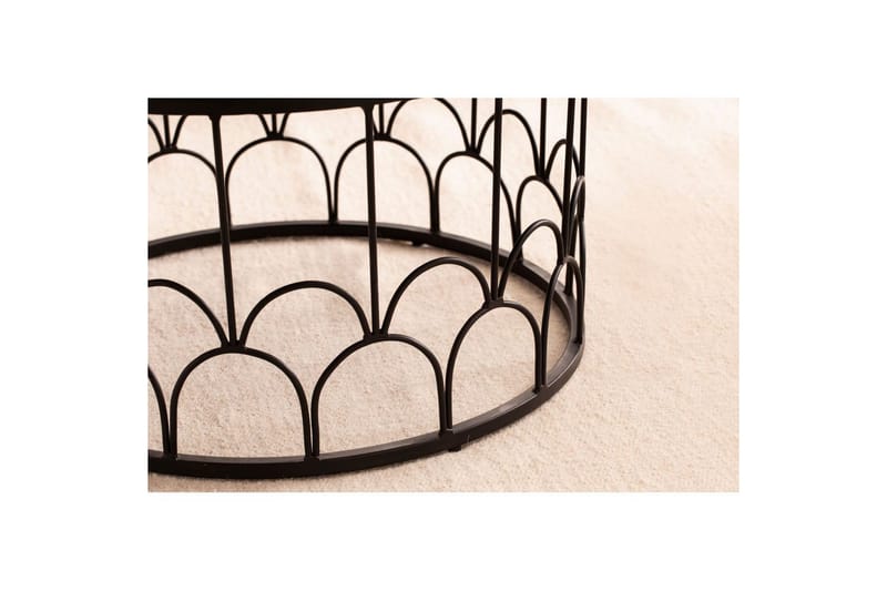 Soffbord Wohnling Massivt trä rund 60 cm med modern metallram modern - Möbler - Bord & matgrupp - Soffbord