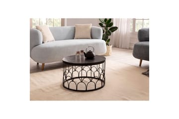 Soffbord Wohnling Massivt trä rund 60 cm med modern metallram modern - Möbler - Bord & matgrupp - Soffbord