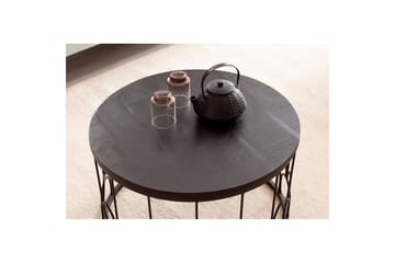Soffbord Wohnling Massivt trä rund 60 cm med modern metallram modern - Möbler - Bord & matgrupp - Soffbord