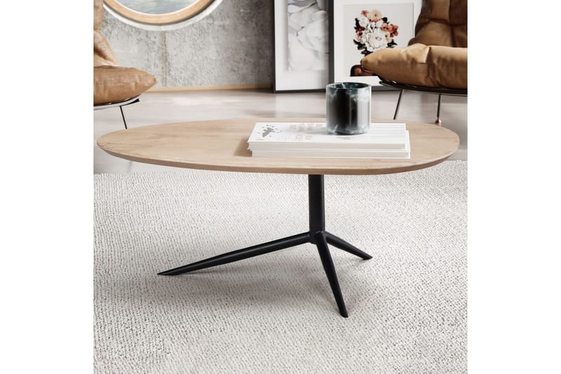 Soffbord Wohnling Massivt trä vitlaserat 86 cm ovalt modern - Möbler - Bord & matgrupp - Soffbord