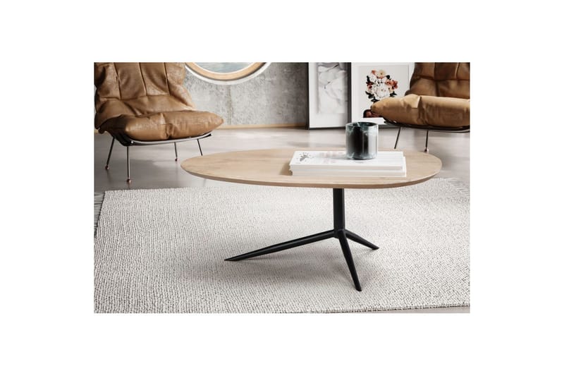 Soffbord Wohnling Massivt trä vitlaserat 86 cm ovalt modern - Möbler - Bord & matgrupp - Soffbord