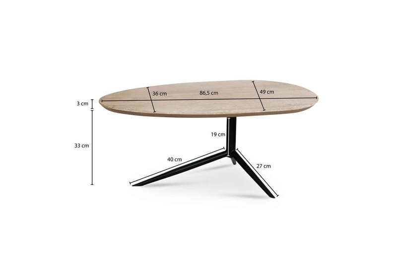 Soffbord Wohnling Massivt trä vitlaserat 86 cm ovalt modern - Möbler - Bord & matgrupp - Soffbord