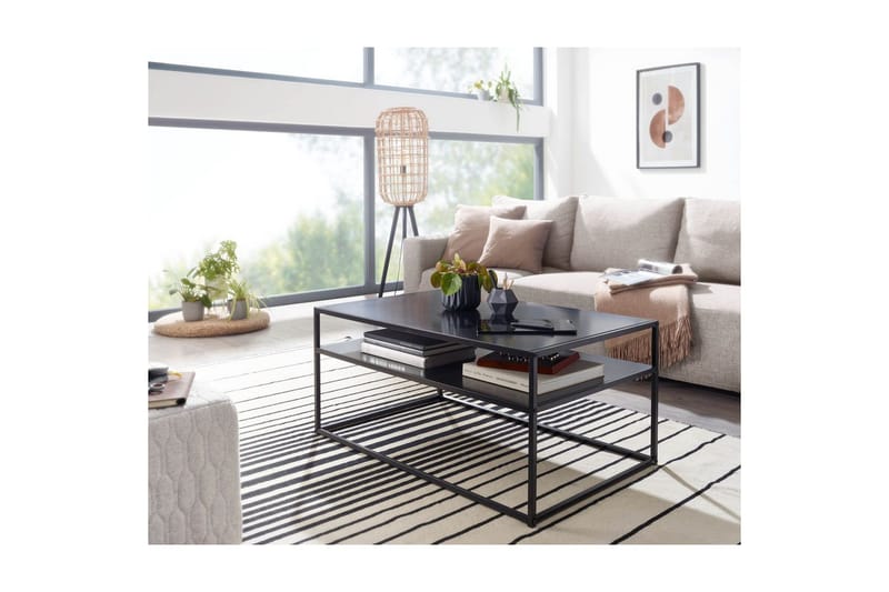 Soffbord Wohnling metall rektangulär med bricka, modern stil Svart - Svart - Möbler - Bord & matgrupp - Soffbord