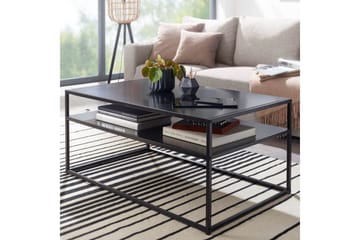Soffbord Wohnling metall rektangulär med bricka, modern stil Svart - Svart - Möbler - Bord & matgrupp - Soffbord