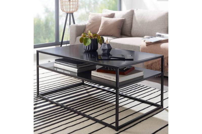Soffbord Wohnling metall rektangulär med bricka, modern stil Svart - Svart - Möbler - Bord & matgrupp - Soffbord