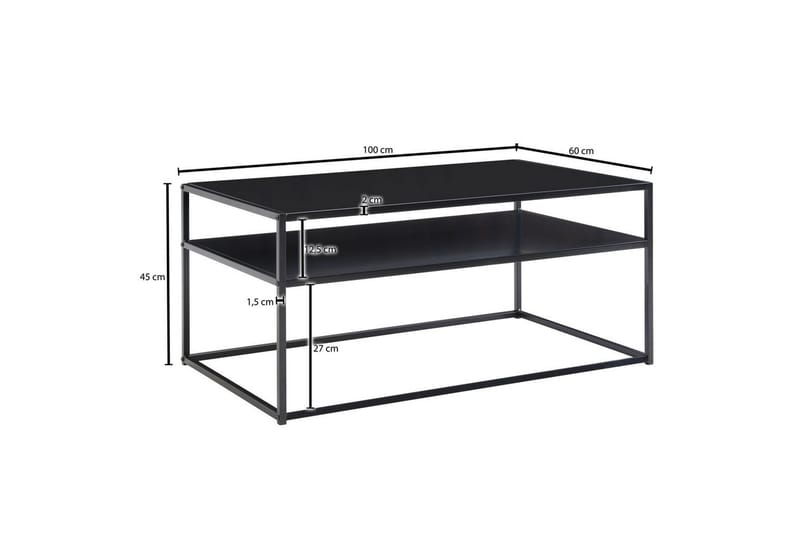 Soffbord Wohnling metall rektangulär med bricka, modern stil Svart - Svart - Möbler - Bord & matgrupp - Soffbord