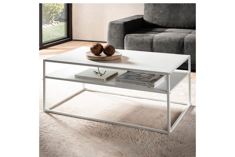Soffbord Wohnling metall rektangulär med bricka, modern stil Vit - Vit - Möbler - Bord & matgrupp - Soffbord
