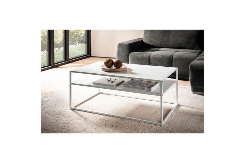 Soffbord Wohnling metall rektangulär med bricka, modern stil Vit - Vit - Möbler - Bord & matgrupp - Soffbord