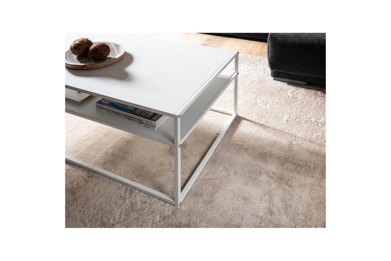 Soffbord Wohnling metall rektangulär med bricka, modern stil Vit - Vit - Möbler - Bord & matgrupp - Soffbord