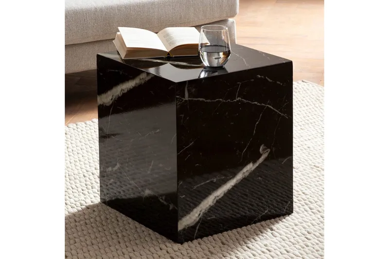 Soffbord Wohnling MONOBLOC marmorausseende 40x40x45 cm, modern stil Marmor Svart - Marmor Svart - Möbler - Bord & matgrupp - Soffbord