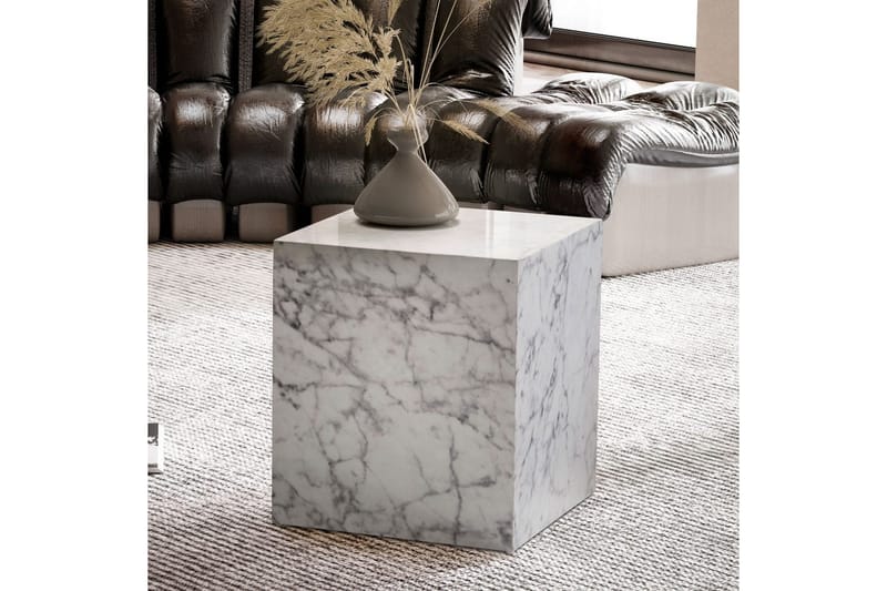 Soffbord Wohnling MONOBLOC marmorausseende 40x40x45 cm, modern stil Marmor Vit - Marmor Vit - Möbler - Bord & matgrupp - Soffbord