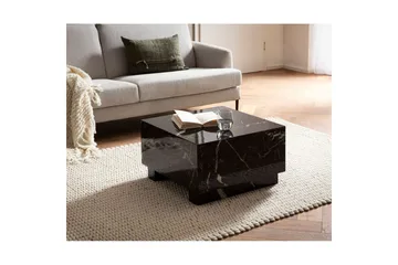 Soffbord Wohnling MONOBLOC modernt utseende, 60x60x35 cm, med släda ben Marmor Svart - Marmor Svart - Möbler - Bord & matgrupp - Soffbord
