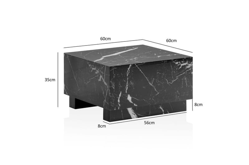 Soffbord Wohnling MONOBLOC modernt utseende, 60x60x35 cm, med släda ben Marmor Svart - Marmor Svart - Möbler - Bord & matgrupp - Marmorbord