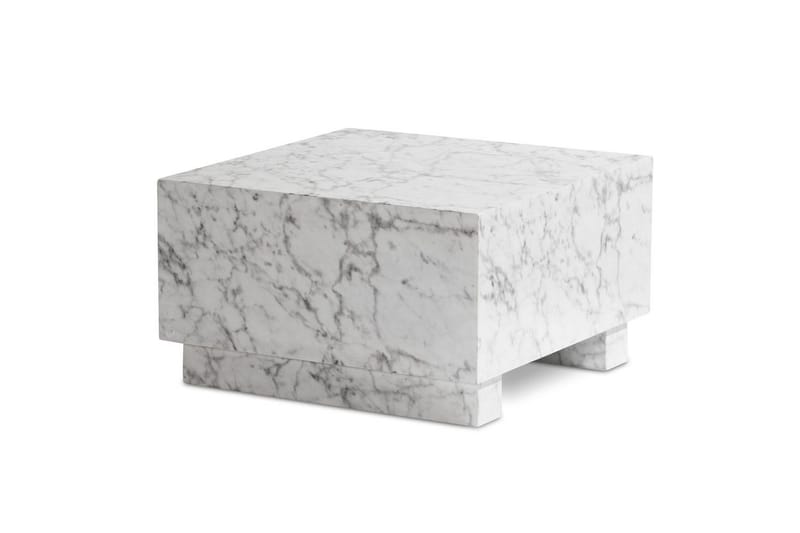 Soffbord Wohnling MONOBLOC modernt utseende, 60x60x35 cm, med släda ben Marmor Vit - Marmor Vit - Möbler - Bord & matgrupp - Soffbord