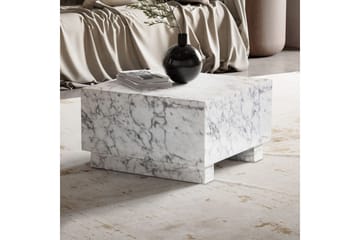 Soffbord Wohnling MONOBLOC modernt utseende, 60x60x35 cm, med släda ben Marmor Vit - Marmor Vit - Möbler - Bord & matgrupp - Soffbord