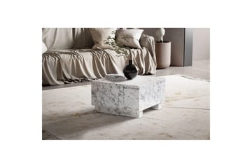 Soffbord Wohnling MONOBLOC modernt utseende, 60x60x35 cm, med släda ben Marmor Vit - Marmor Vit - Möbler - Bord & matgrupp - Soffbord