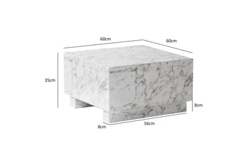 Soffbord Wohnling MONOBLOC modernt utseende, 60x60x35 cm, med släda ben Marmor Vit - Marmor Vit - Möbler - Bord & matgrupp - Soffbord