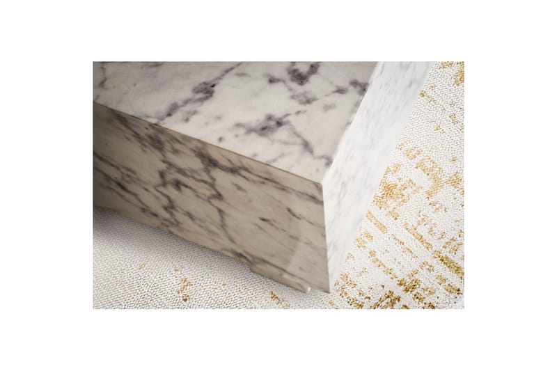Soffbord Wohnling MONOBLOC modernt utseende, 60x60x35 cm, med släda ben Marmor Vit - Marmor Vit - Möbler - Bord & matgrupp - Soffbord