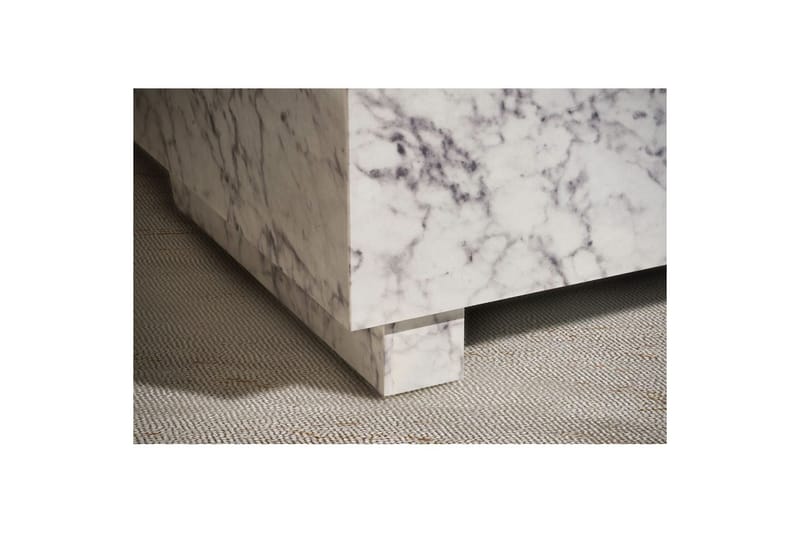 Soffbord Wohnling MONOBLOC modernt utseende, 60x60x35 cm, med släda ben Marmor Vit - Marmor Vit - Möbler - Bord & matgrupp - Soffbord