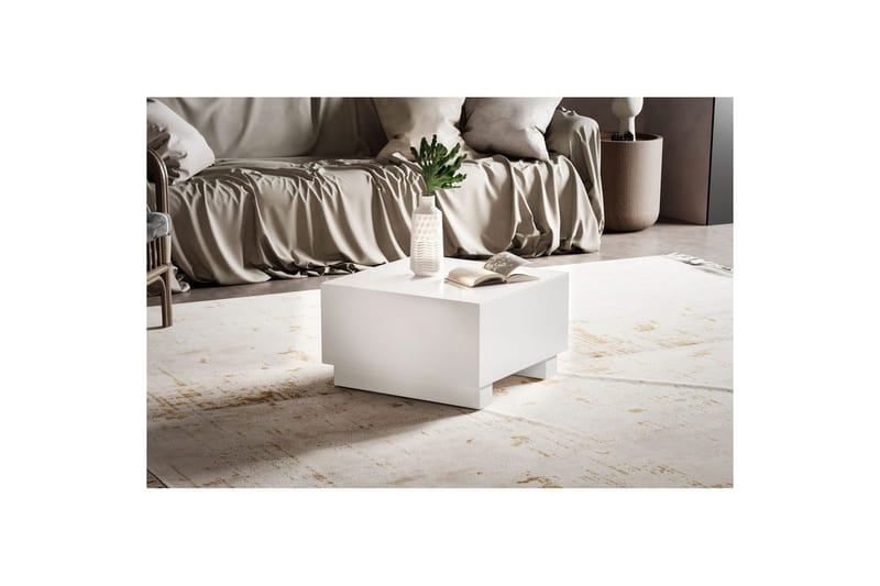 Soffbord Wohnling MONOBLOC modernt utseende, 60x60x35 cm, med släda ben Vit - Vit - Möbler - Bord & matgrupp - Soffbord