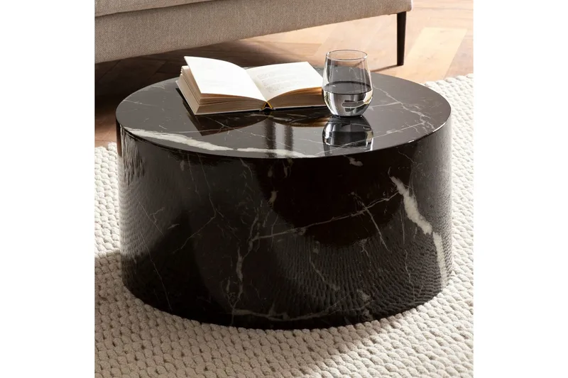 Soffbord Wohnling MONOBLOC rund 60 cm, modern stil Marmor Svart - Marmor Svart - Möbler - Bord & matgrupp - Marmorbord