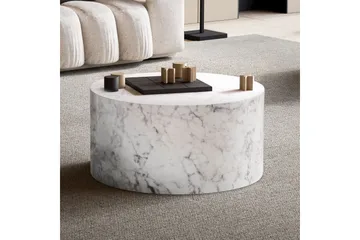 Soffbord Wohnling MONOBLOC rund 60 cm, modern stil Marmor Vit - Marmor Vit - Möbler - Bord & matgrupp - Marmorbord