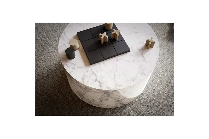 Soffbord Wohnling MONOBLOC rund 60 cm, modern stil Marmor Vit - Marmor Vit - Möbler - Bord & matgrupp - Soffbord