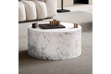 Soffbord Wohnling MONOBLOC rund 60 cm, modern stil Marmor Vit - Marmor Vit - Möbler - Bord & matgrupp - Soffbord