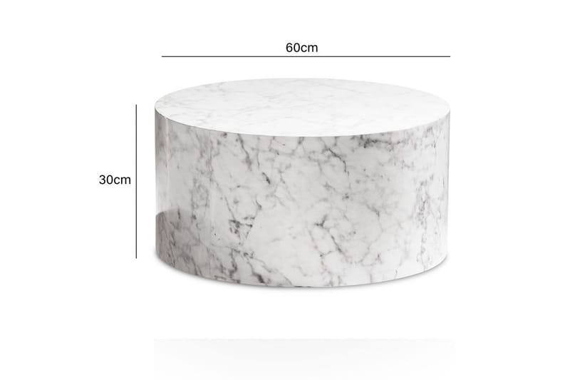 Soffbord Wohnling MONOBLOC rund 60 cm, modern stil Marmor Vit - Marmor Vit - Möbler - Bord & matgrupp - Soffbord