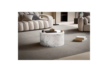 Soffbord Wohnling MONOBLOC rund 60 cm, modern stil Marmor Vit - Marmor Vit - Möbler - Bord & matgrupp - Soffbord