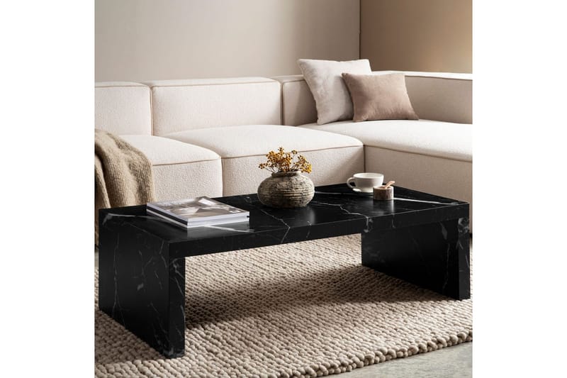 Soffbord Wohnling rektangulär 110 cm, stenoptik, modern look Marmor Svart - Marmor Svart - Möbler - Bord & matgrupp - Soffbord