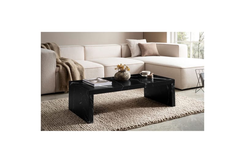 Soffbord Wohnling rektangulär 110 cm, stenoptik, modern look Marmor Svart - Marmor Svart - Möbler - Bord & matgrupp - Soffbord