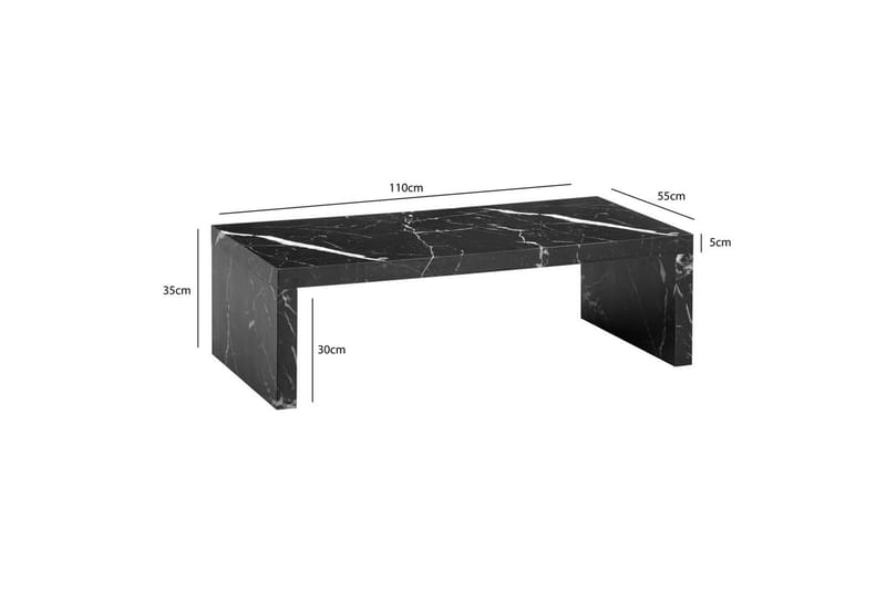 Soffbord Wohnling rektangulär 110 cm, stenoptik, modern look Marmor Svart - Marmor Svart - Möbler - Bord & matgrupp - Soffbord