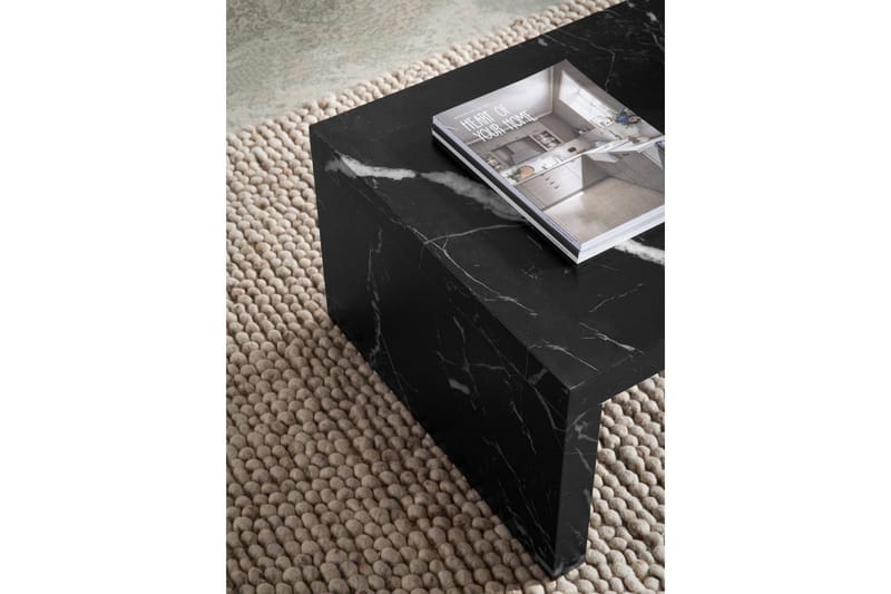 Soffbord Wohnling rektangulär 110 cm, stenoptik, modern look Marmor Svart - Marmor Svart - Möbler - Bord & matgrupp - Soffbord