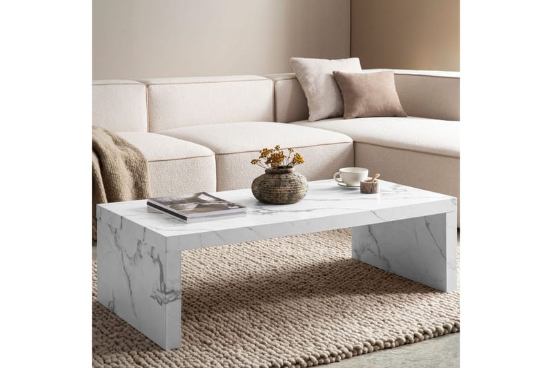 Soffbord Wohnling rektangulär 110 cm, stenoptik, modern look Marmor Vit - Marmor Vit - Möbler - Bord & matgrupp - Soffbord