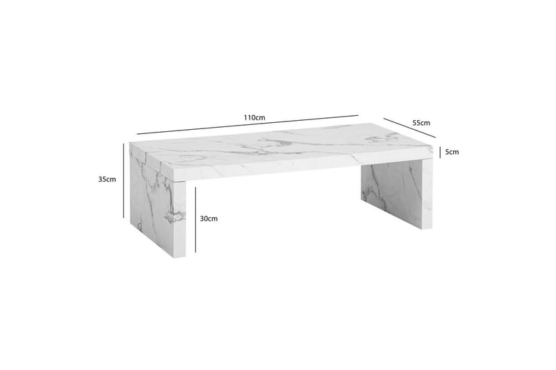 Soffbord Wohnling rektangulär 110 cm, stenoptik, modern look Marmor Vit - Marmor Vit - Möbler - Bord & matgrupp - Soffbord