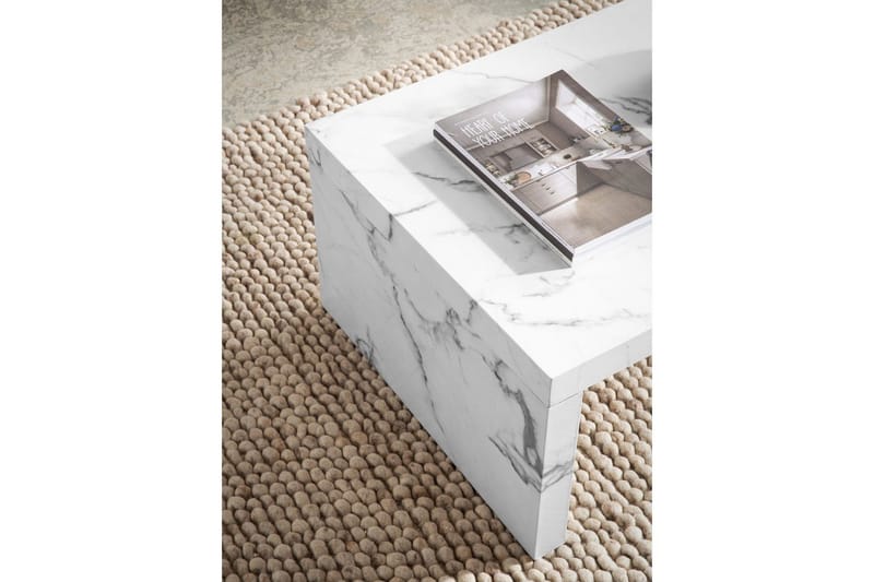 Soffbord Wohnling rektangulär 110 cm, stenoptik, modern look Marmor Vit - Marmor Vit - Möbler - Bord & matgrupp - Soffbord