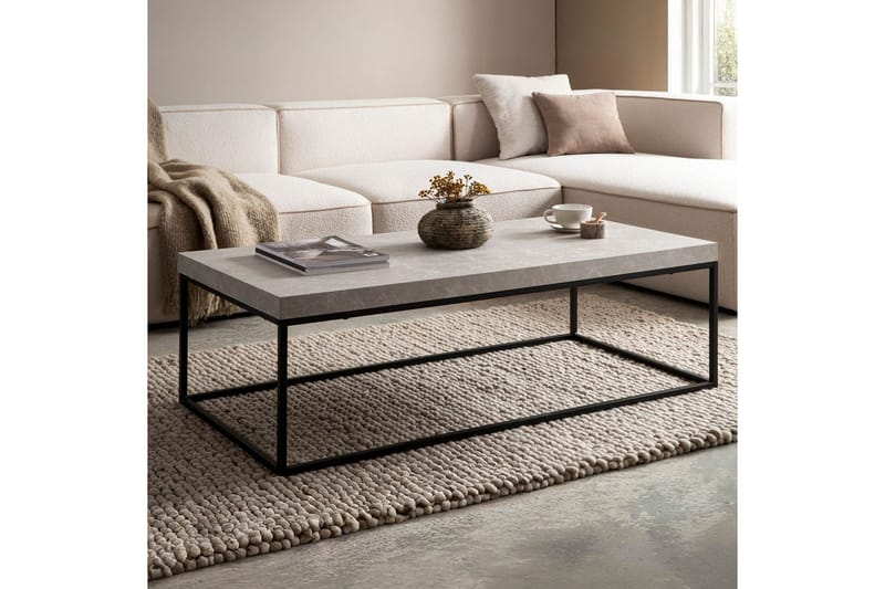 Soffbord Wohnling rektangulär 120 cm, stenoptik, modern look Beige - Beige - Möbler - Bord & matgrupp - Soffbord
